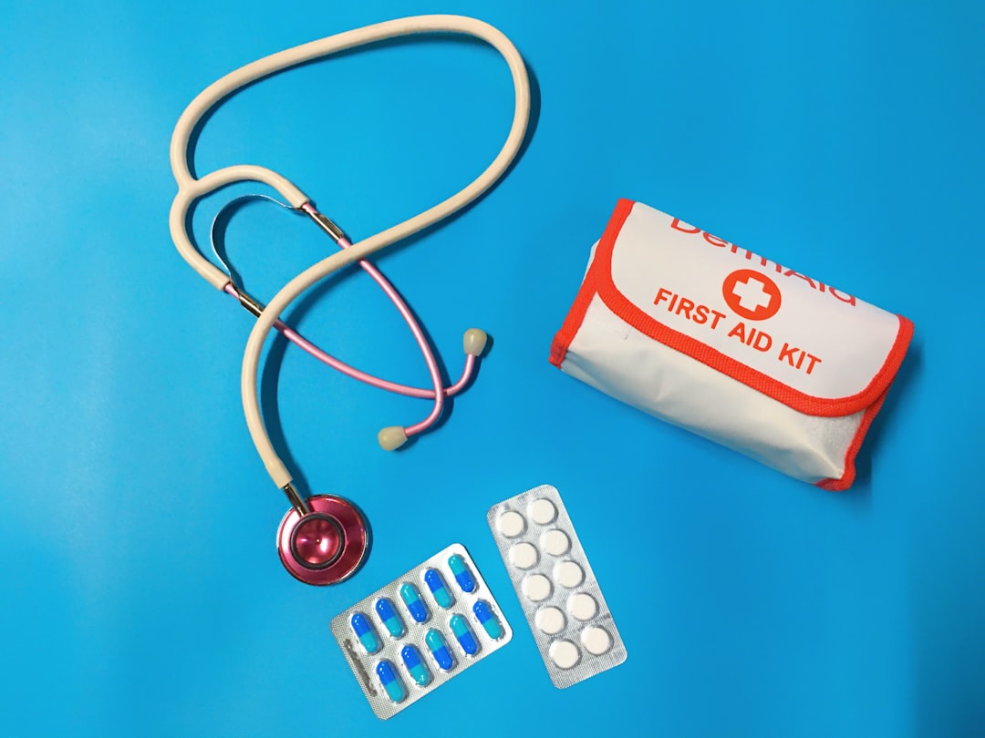 Pink Stethoscope, First Aid kit and medications
The stethoscope is an acoustic medical device for auscultation, or listening to internal sounds of an animal or human body. It typically has a small disc-shaped resonator that is placed against the skin, and one or two tubes connected to two earpieces.